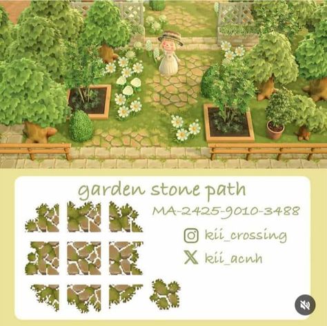 Garden Stone Path, Cottage Core Animal Crossing, Cottagecore Animal Crossing, Acnh Cottagecore, Natures Path, Path Ideas, Animal Crossing Qr Codes Clothes, Path Design, Animal Crossing Wild World