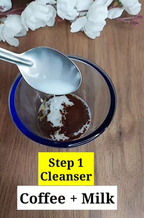 Face Clean Up At Home Steps, Coffee Facial At Home, Facial At Home Steps Homemade, Diy Facial At Home, Facial Steps At Home, Facial Scrub Recipe, At Home Facial, Facial Routine, Detox Facial