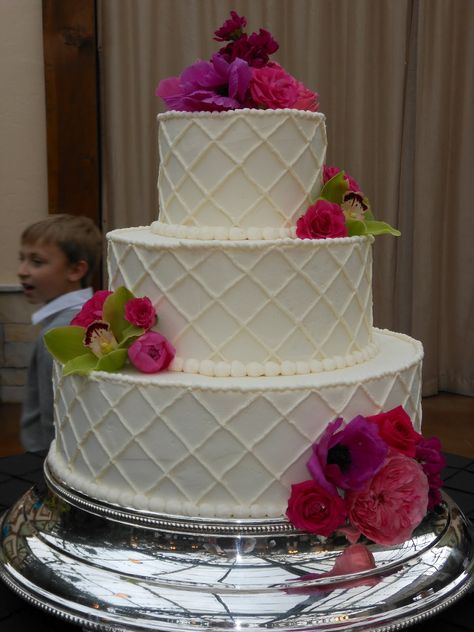 pink wedding cake images | It's a piece of cake: Pink flower Buttercream Lattice Wedding Cake Flower Buttercream, Wedding Cake Images, Backyard Celebration, Rosette Cake, Patterned Cake, Pink Wedding Cake, Buttercream Wedding Cake, A Piece Of Cake, Take The Cake