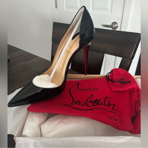 Brand New In Box - Christian Louboutin Iriza Black Patent Leather Heels Size 38 Iriza Louboutin Outfit, Iriza Louboutin, Iconic Heels, Christian Louboutin Iriza, Christian Louboutin Pigalle Follies, Fav Products, Platform Pumps Heels, Fashion Shoes Heels, Christian Louboutin Pigalle