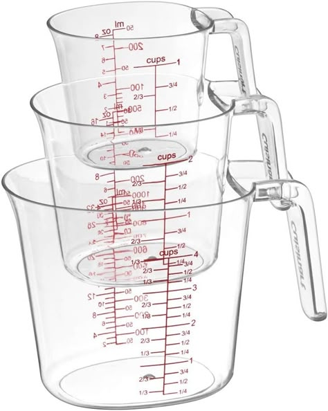 Amazon.com: Cuisinart Nesting Liquid Measuring Cups, Clear, 3-Piece, CTG-00-3MC: Home & Kitchen Measuring Cups & Spoons, Measuring Cups Set, Liquid Measuring Cup, Cups Set, Measuring Cup, Cup Set, Kitchen Utensils Gadgets, Baking Tools, Kitchen Stuff