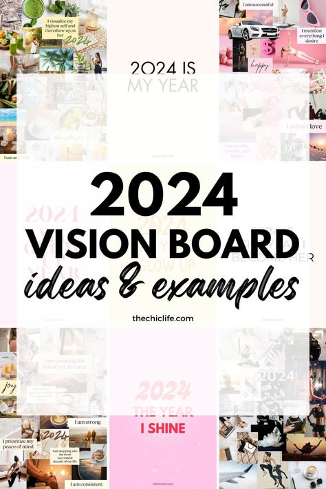 Looking for 2024 vision board ideas, examples, and images? I've got you! I just put together a round-up of aesthetic images, quotes, and affirmations you can add to your 2024 vision board. These positive graphics are designed to help infuse your vision board with positive, high vibe energy. Happy vision board making! Vision Board Intentions, Manifesting Vision Board 2024, Vision Board Ideas Without Pictures, Vision Board Title Ideas, Intentional Vision Board, Vision Board Ideas Vision Board Ideas Examples 2024, Pinterest Board Ideas Aesthetic, Vision Board Ideas Vision Board Ideas Examples Inspiration, 2024 Vision Board Ideas Examples