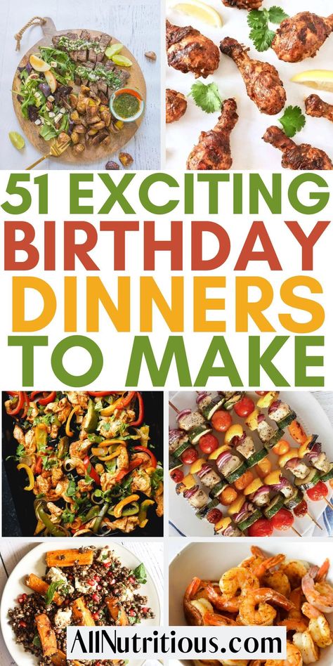 Step into a world of culinary excitement with our fun dinner ideas and easy recipes specially tailored for your next birthday. Transform your celebrations from the ordinary to the extraordinary with our innovative party food ideas that guarantee fun and flavor in every bite. Surprise Birthday Dinner For Him, 13 Birthday Dinner Ideas, Dinner Ideas For Birthday Parties, Food Recipes For Birthday Party, Dinner For Birthday Party, Family Birthday Dinner Ideas, Golden Birthday Dinner Party, Homemade Birthday Dinner Ideas, Birthday Dinner For Boyfriend