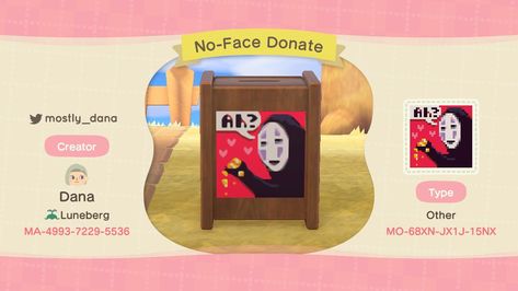 its dana ✨comm raffle📌 on Twitter: "🪙 ah? aahh? 🪙 #ACNH #ACNHDesign #AnimalCrossingNewHorizons… " Animal Crossing Donation Box Design, Acnh Donation Box Design, Acnh Patterns, Donation Box, Acnh Designs, New Animal Crossing, You're Amazing, No Face, Animal Crossing Qr