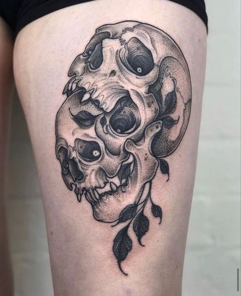 Gothic Witch Tattoo, Knee Cap Tattoo Ideas, Black And Grey Realism Tattoo, Knee Cap Tattoo, Cap Tattoo, Black And Grey Realism, Geometric Line Tattoo, Hannya Mask Tattoo, Fake Skin