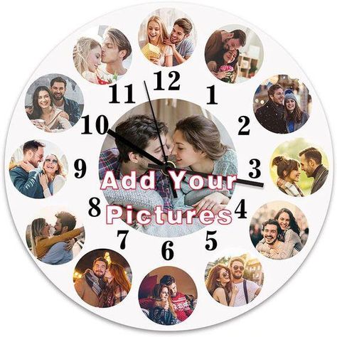 $35,99 Wall Clock With Pictures, Father's Day Painting, Mummy Papa, Picture Clock, Resin Arts, Photo Wall Clocks, Personalized Wall Clock, Photo Clock, Personalized Clocks