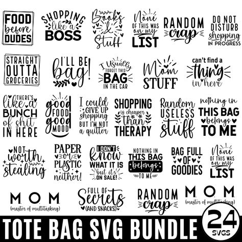 Bag Sayings, Cricut Grocery Bag Ideas, Tote Bag Sayings, Funny Bag Quotes, Funny Grocery Bag Sayings, Bag Quotes Handbags Funny, Totes With Quotes, Funny Tote Bag Sayings, Cricut Bags Canvas Totes Funny