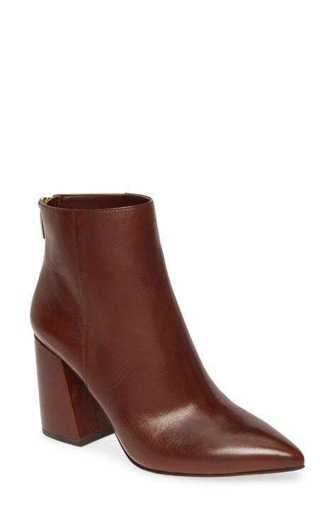 vince camuto booties | Nordstrom Brown Booties Outfit, Vince Camuto Booties, Vince Camuto Boots, Pointy Toe Boots, Look Clean, Booties Outfit, Boots Heel, Street Style Shoes, Embroidery Shoes