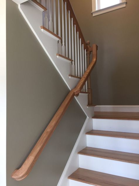 Half Pace Staircase, Oak Stairs, Interior Finishes, Painted Stairs, Wooden Staircases, Wooden Stairs, Brown Walls, Staircase Design, Happy Place