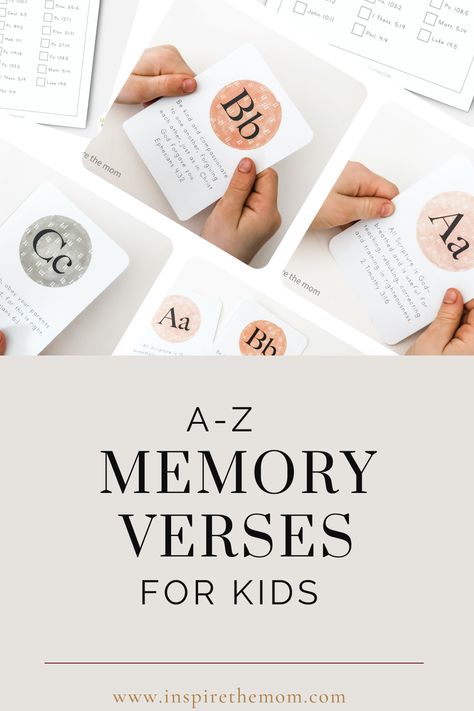 Looking for some easy memory verses for kids to memorize? Check out this list of 26 verses (one for each letter of the alphabet!) #easy memory verses for kids #memory verses #bible for kids #memory verse list #memory verse cards #memory verse checklist #Bible verses for kids Memory Verses For Toddlers, Bible Memory Verses For Kids, Easy Bible Verses For Kids, Kids Memory Verses, Memory Verse Cards, Memory Verses For Kids, Writing Club, Toddler Bible, Bible Verse List