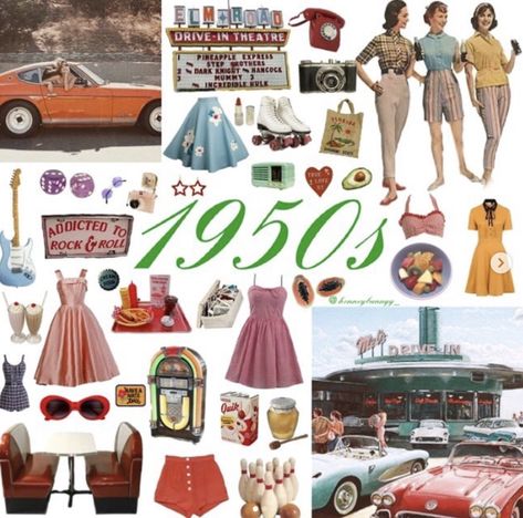 50s Fashion Moodboard, 50s Party Aesthetic, Anni 50 Aesthetic, 50s And 60s Aesthetic, 1950s Aesthetic Outfits, 50s Outfits Aesthetic, 50s Diner Outfit, Party Vintage Aesthetic, 50s Outfit Ideas