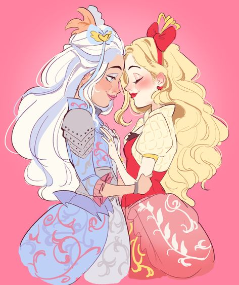 ( ˘⌣˘)♡(˘⌣˘ ) Darling Charming, Ever After High Rebels, Lesbian Art, Monster High Art, Queer Art, Ever After High, High Art, Couple Cartoon, Cartoon Shows