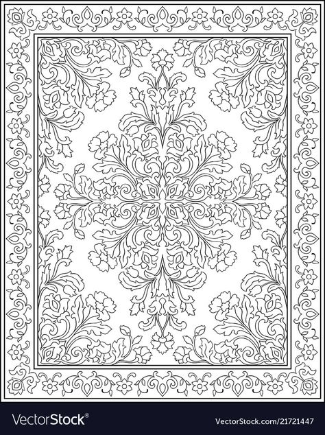 Template for carpet Royalty Free Vector Image - VectorStock Carpet Design Pattern, Nikah Certificate, 3d Relief Art, Coloring Page For Adults, Persian Art Painting, Ornament Template, Mughal Art, Detailed Coloring Pages, Floral Ornament