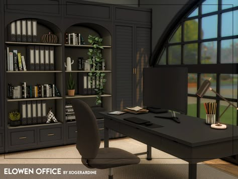 The Sims Resource - Elowen Office (TSR only CC) Sims 4 Home Office Cc, Sims 4 Mens Decor Cc, Sims 4 Cc Office Decor, Sims 4 Entertainment Center, Sims 4 Cc Office Furniture, Sims 4 Cc Furniture Office, Sims Office, Sims Office Cc, Sims4 Office