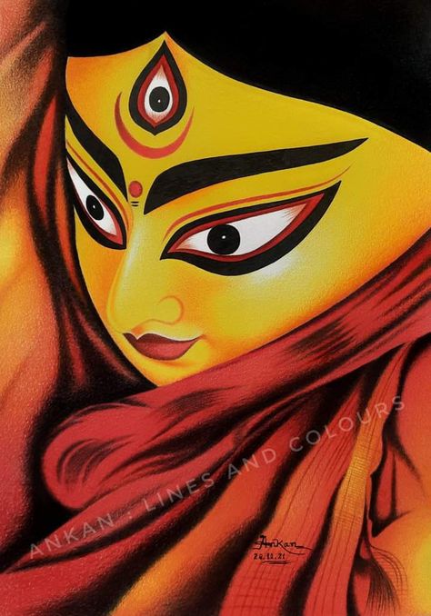 Ma durga with colour pencils 2025 Drawing, Ball Painting, Ma Durga, Dragon Ball Painting, Best Drawings, Basic Drawing, Durga Maa, Krishna Art, God Illustrations