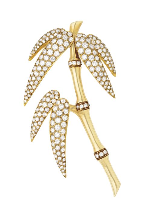 GOLD AND DIAMOND BAMBOO BROOCH, VAN CLEEF & ARPELS | flowers & plants, Jewelry | Christie's Titanic Necklace, Vca Jewelry, Date Palm Tree, Palm Tree Jewelry, Cleef And Arpels Jewelry, Glitter Things, Diamond Brooches, Bamboo Jewelry, Duchess Of Windsor