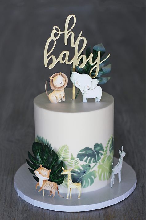 Safari Baby Shower Boy Cake, Jungle Theme Baby Shower Cake, Zoo Baby Shower Theme, Jungle Baby Shower Cake, Cake 2022, Ideas Souvenirs, Animal Baby Shower Cake, Safari Baby Shower Cake, Jungle Theme Cakes