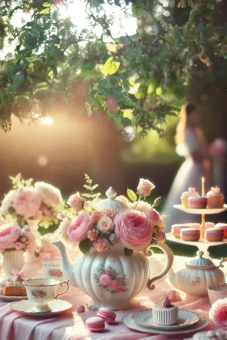 Bridal Shower Tea Party Ideas Bridal Shower Tea Party, Bridal Shower Tea Party Theme, Traditional Vases, Cute Teapot, Creative Party Ideas, Tea Party Theme, Tea Party Bridal Shower, Bridal Shower Tea, Fancy Fonts