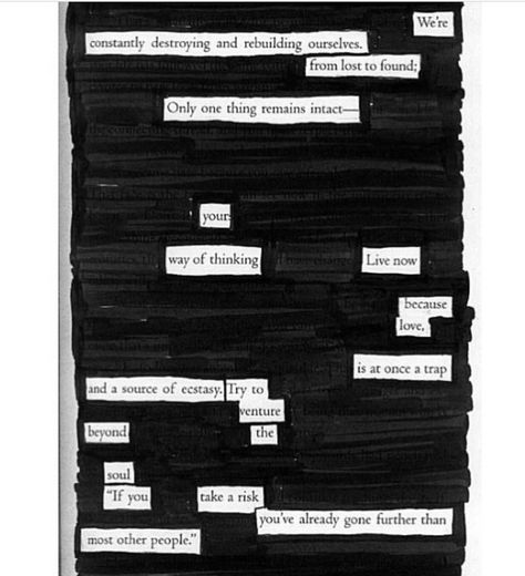 Erasure Poetry, Blackout Poem, Blackout Poems, Creative Destruction, Found Poetry, Blackout Poetry, Poetry Art, Bold Text, Visual Poetry