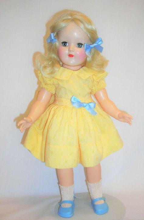 BEAUTIFUL ANTIQUE P-91 TONI DOLL BLONDE  IDEAL TOY CO. circ. 1948 #Ideal Ideal Toys, Baby Boom, Plastic Doll, White Socks, Blue Soft, Old Dolls, Soft Plastic, Bear Doll, Doll Crafts