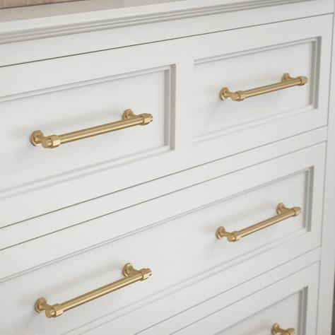 Brass Bathroom Hardware Drawer Pulls, Brass Pulls White Cabinets, Kitchen Cabinet Hardware Champagne Bronze, Kitchen With Champagne Bronze Hardware, Modern Kitchen Hardware White Cabinets, Gold Kitchen Pulls Cabinet Hardware, French Country Hardware, Kitchen Champagne Bronze Hardware, Gold Kitchen Handles Cabinet Hardware