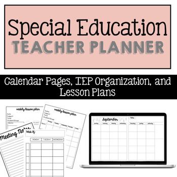 Special Education Teacher Planner for the busy Special Educator. This planner is undated so you will be able to use it year after year. Powerpoint, Google Slides, and PDF versionsThis planner has over 100 pages. Here's what's included:• 2 page month view• 1 page month view• year at a glance• week at... Iep Organization, Student Information Sheet, Anecdotal Notes, Communication Log, Student Assessment, Year At A Glance, Student Information, Meeting Notes, Teacher Planner