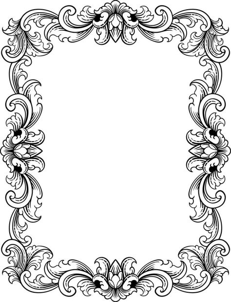 vector black and white engraved frame sketch design Frame Sketch, Blank Clock, Window Glass Design, Medieval Pattern, Butterfly Black And White, Filigree Tattoo, Writing Paper Printable Stationery, Art Alevel, Blank Templates