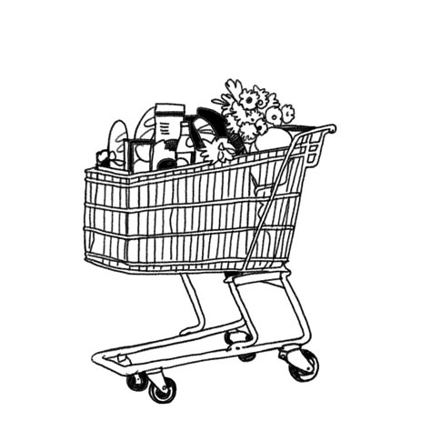 Grocery Cart Tattoo, Grocery Tattoo, Grocery Cart Illustration, Shopping Cart Tattoo Design, Grocery Cart Drawing, Grocery Bag Tattoo, Shopping Cart Tattoo, Shopping Cart Drawing, Stunning Tattoos