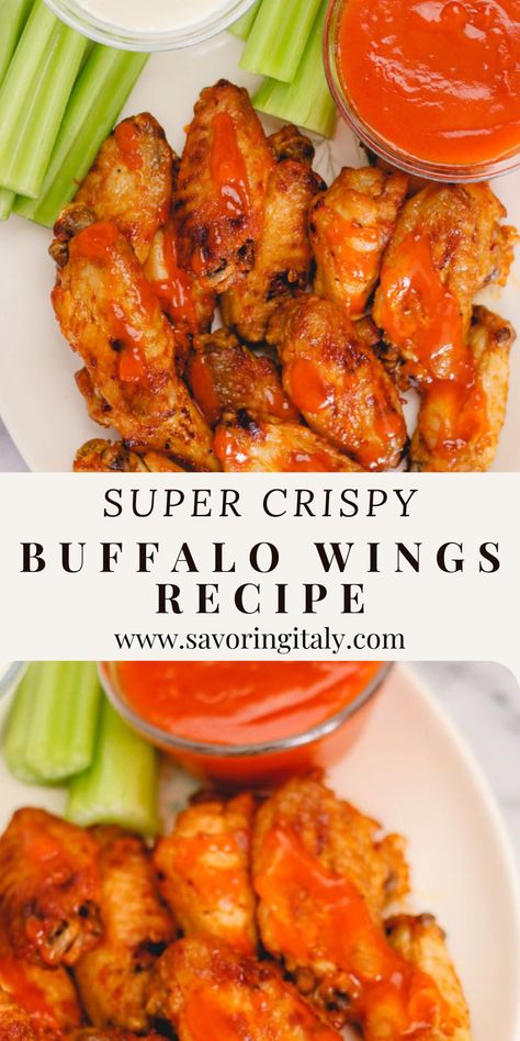 Crispy Buffalo Wings Recipe, Crispy Buffalo Wings, Buffalo Wings Recipe, Wings Recipe Baked, Baked Buffalo Wings, Best Chicken Wing Recipe, Wings Recipes, Crispy Baked Chicken Wings, Cottage Food