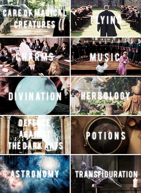 Harry Potter - Hogwarts classes Classes In Hogwarts, Hogwarts Classes Aesthetic, Hogwarts Clubs, Ravenclaw Room Ideas, Hogwarts Quotes, Harry Potter Classes, Hogwarts Classes, Fanfiction Recommendations, Classe Harry Potter