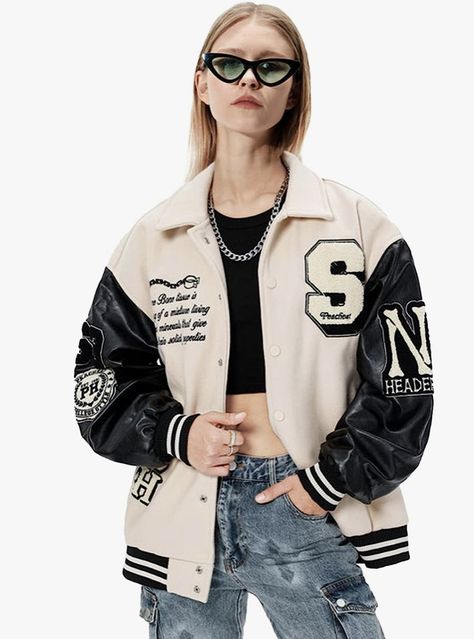 Aelfric Eden Men's Oversized Streetwear Varsity Jacket Vintage Patchwork Racing Jacket Letter Graphic Unisex Casual Tops Vintage Varsity Jacket, Baseball Jacket Women, Clothes Y2k, Vintage Varsity, College Jackets, Body Proportions, Jackets Women, Racing Jacket, Hip Hop Streetwear