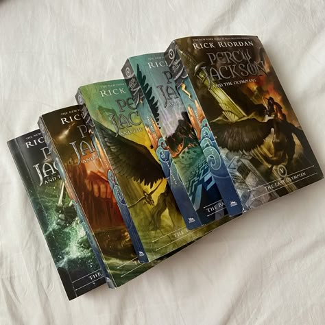 Pjo Book Covers, Percy Jackson Book Cover Art, Percy Jackson Books Covers, Percy Jackson Series Books, Percy Jackson Book Series, Pjo Books In Order, Percy Jackson Book Collection, Jackson Aesthetic, Best Books Of All Time