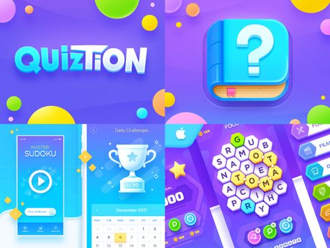 Top4Shots from 2018 by NestStrix Design on Dribbble Ios App Logo, Game Icon Design, Logo Game, Word Search Games, Game Interface, Game Ui Design, App Logo, Game Icon, Game Logo