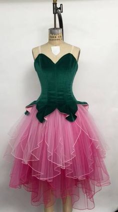 Tinkerbell Inspired Dress, Flower Dance Costume, Pink And Green Outfit, Flowers Costume, Garden Costume, Waltz Of The Flowers, Nutcracker Costumes, Green Tutu, Costume Carnaval