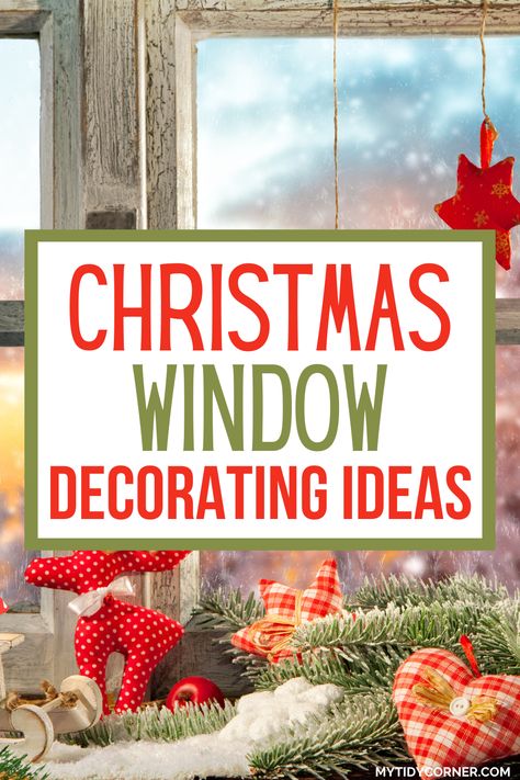 Christmas window decor ideas. Christmas Garland Bay Window, Christmas Decors For Windows, Christmas Ideas For Windows Inside, Christmas Decor Window Sill, Christmas Tree Window Decoration, Christmas Window Valance Ideas, Christmas Window Display School, Christmas Kitchen Window Decor, Christmas Bay Window Decorations