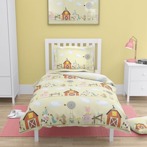 Take a trip to the countryside with this farm-inspired animal bedding. The Farm Yard Gathering set adds a warm and playful flare to any bedroom. Explore the pretty countryside with all of your farm friends. Pretty Countryside, Barn Artwork, Yellow Home Decor, Adventure Begins, Farm Theme, Bedding Stores, Toddler Room, Farm Yard