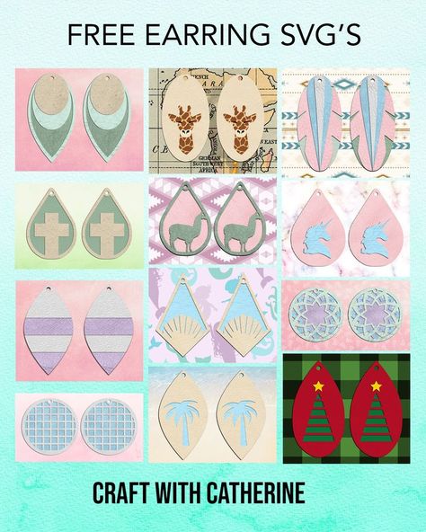 Free Earrings Svg, Free Earring Svg Files For Cricut, Earring Template Svg Free, Hand Painted Earrings Wood, Earring Svg Files, Laser Earrings, Cricut Leather, Business Crafts, Cricut Earrings