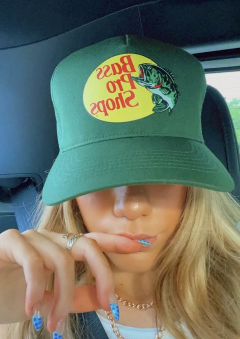 Black Bass Pro Shop Hat Outfit, Bass Pro Shop Hat Outfit Aesthetic, Bass Pro Shop Hat Outfit Black Women, Bass Pro Hat Aesthetic, Bass Pro Shop Hat Outfit, Bass Pro Shops Trucker Hat, Hat Pics, Bass Pro Shop Hat, Bass Pro Shop