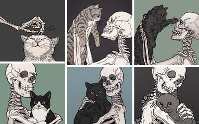 Skeleton Wallpaper Laptop, Tiina Menzel, 2023 Wallpapers, Cartoon Skeleton, Tattoo Apprenticeship, Cat Skeleton, Funny Lockscreen, Funny Cat Wallpaper, Arte Grunge