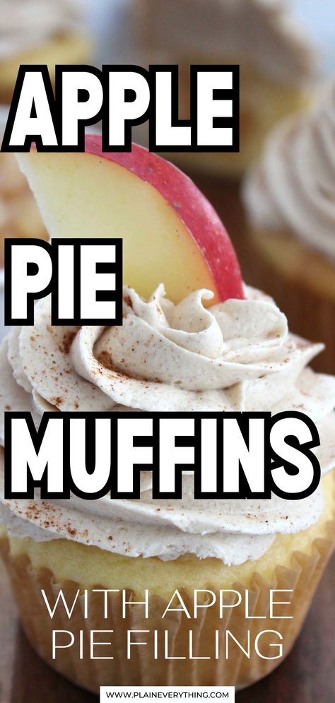 Apple Pie Breakfast Muffins Apple Muffins Using Pie Filling, Caramel Apple Pie Muffins, Apple Pie Muffins Easy, Apple Pie Filling Muffins, Mini Cranberry Cheesecake, Apple Pie Breakfast, Easy Apple Recipes, Pie Breakfast, Apple Pie Muffins