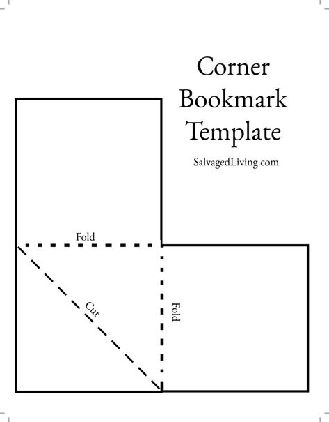 With this free corner bookmark template you can create endless corner bookmarks from cardboard, fabric or whatever scraps you have on hand. Corner bookmarks really stay in place and hold your place in a book plus they are great gifts, perfect to personalize and budget friendly to craft! #boomark #5mincraft #cardboardcraft #DIYgiftidea Fabric Corner Bookmark Pattern, Letter Corner Bookmark, Corner Bookmarks Template, Bookmark Corner Ideas, Sewing Corner Bookmarks, Diy Corner Page Bookmark, Cloth Corner Bookmarks, Cat Corner Bookmarks Diy, How To Fold A Corner Bookmark