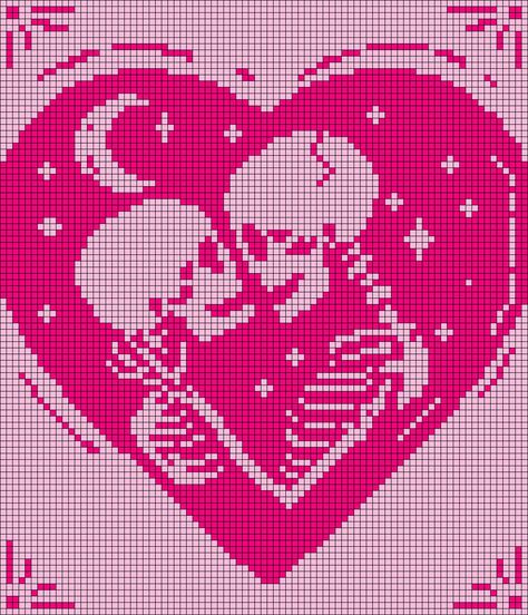 Alpha pattern variation #306531 Heart Pixel Grid, Romantic Pixel Art, Heart Tapestry Crochet Pattern, Valentines Alpha Pattern, Blue Alpha Pattern, Heart Alpha Pattern Crochet, Valentines Day Pixel Art, Valentine Pixel Art, Valentines Pixel Art