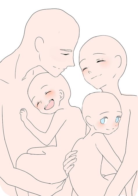 Anime Family Base, Base Holding Something, Family Art Reference, Family Base Drawing, Family Of 5 Drawing, Family Reference Poses, Family Poses Drawing, Family Drawing Sketch, Family Sketch