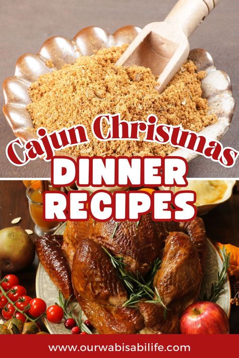 Discover the flavors of the Bayou this holiday season with our collection of Cajun Christmas dinner recipes. From zesty main courses to delightful desserts, bring the spirit of Louisiana to your festive table. Spice up your Christmas feast with the bold taste of Cajun cuisine. Get this easy recipe from ourwabisabilife.com Cajun Christmas Decorations Louisiana, Creole Christmas Dinner, Caribbean Christmas Dinner, Cajun Christmas Dinner Menu Ideas, Cajun Thanksgiving Dishes, Cajun Christmas Food, Cajun Christmas Decorations, Christmas Meat, Cajun Christmas