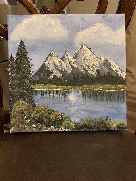 Bob Ross Paintings Easy, Painting Ideas On Canvas Mountains, Bob Ross Paintings Tutorials Easy, Bob Ross Paintings, Easy Canvas, Easy Canvas Art, Canvas Ideas, Small Canvas Art, Bob Ross