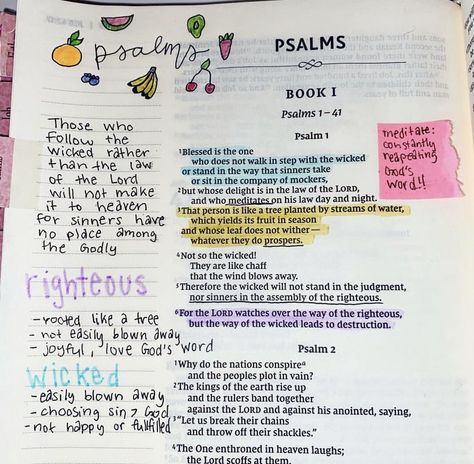 Psalm 1 Bible Study, Psalm 1 Bible Journaling, Psalms Bible Study, Bible Annotations, Psalms Bible Journaling, Philippians 1 21, Psalm 2, Handwriting Ideas, Bible Journal Ideas