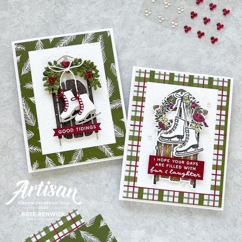 Stampin Up Sophisticated Sled Cards, Sled Christmas Cards, Su Sophisticated Sled, Stampin Up Mini Catalog 2024, Stampin Up Sophisticated Sled, Sophisticated Sled Card Ideas, Stampinup Sophisticated Sled, Sophisticated Sled Cards, Winter Cards Handmade