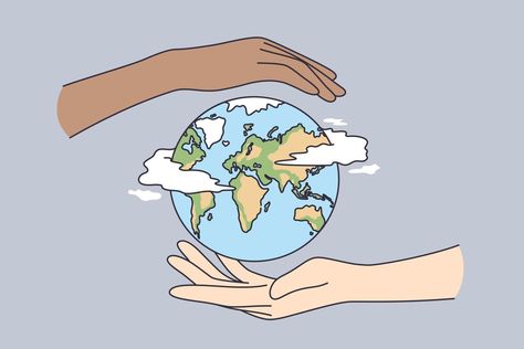 Environment saving, traveling, protecting earth concept. Two human hands holding planet Earth taking care of nature and ecology, supporting ecology vector illustration Human Ecology, Earth Illustration, Protect Nature, Hands Holding, Nature Posters, Human Hands, Human Hand, Vector Hand, Save Earth