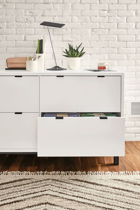 Modern file cabinet File Storage Cabinet, Cheap Office Furniture, Room And Board, Filing Cabinet Storage, Board Room, Office Storage Cabinets, Leather Storage, Lateral File Cabinet, Lateral File