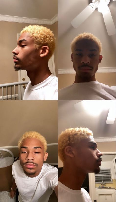 Short Afro Black Man, Blonde Buzzcut Men Black, Blonde Hair Men Black, Black Man Blonde Hair, Blonde Afro Men, Blonde Hair Dye Men, Honey Blonde Hair Men, Blonde Hair Color Men, Black Men Buzzcut